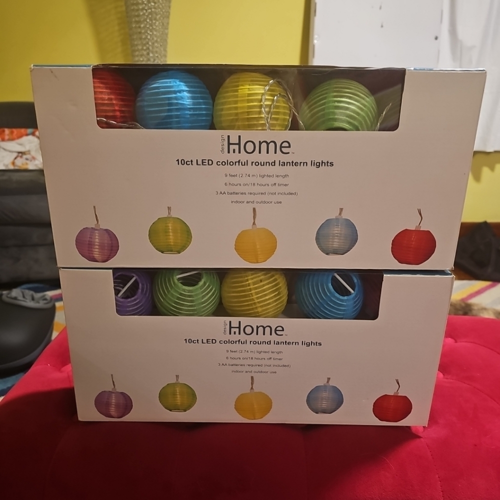 NIB Design Home 10 Ct LED Colorful Round Lantern Lights Indoor Outdoor 2 Boxes